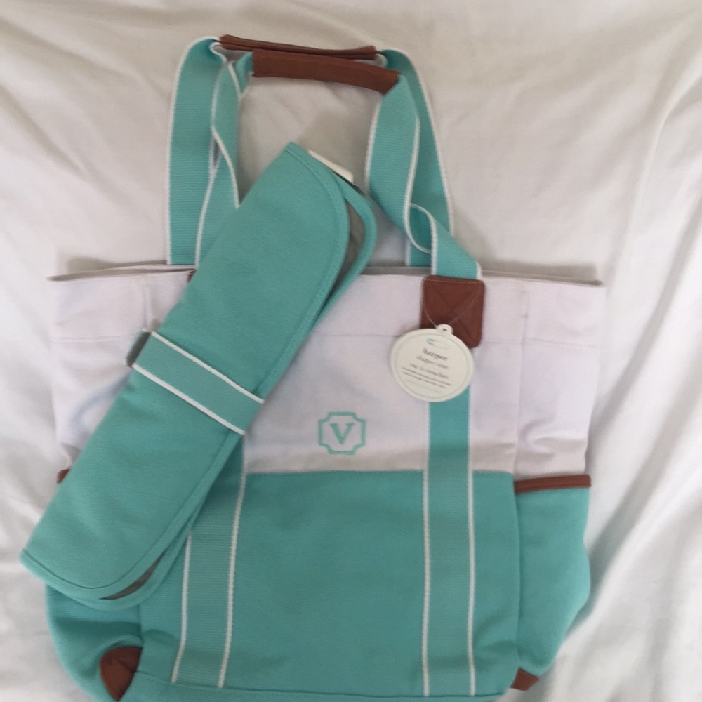 Pottery Barn Kids Aqua Color Block Diaper Bag